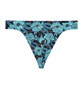 Blue floral-patterned thong on a white background